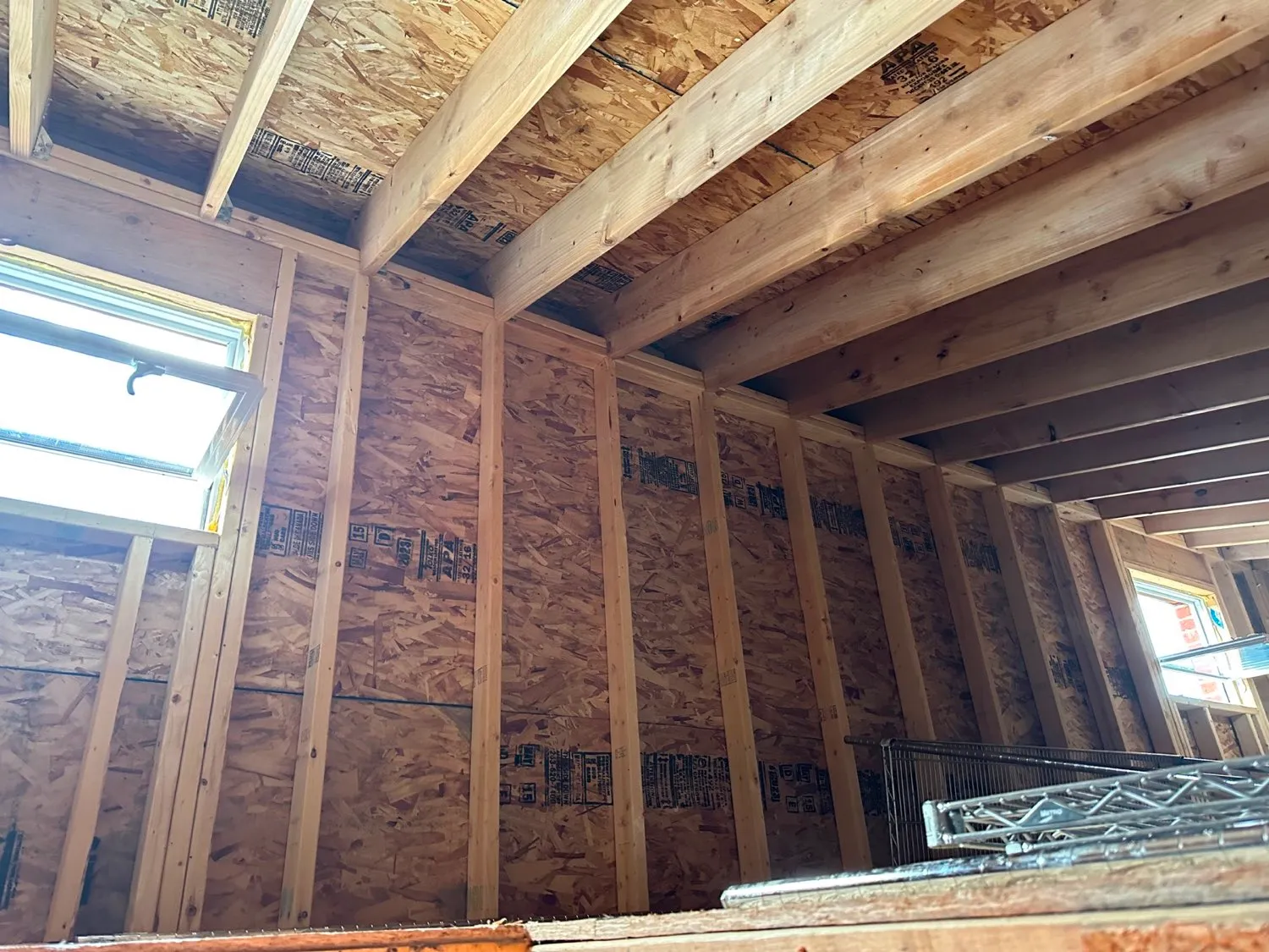 Structural framing on an addition